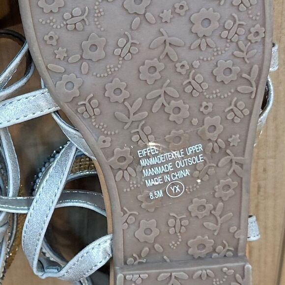 EDL Presents Pop Eiffel Antique Gold Embellished Strappy Sandal Size 8 1/2 - Picture 15 of 15